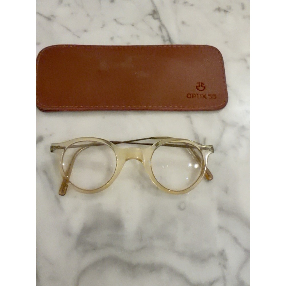 OPTIK 55 Unisex Clear Round Full Rim Plastic Eyeglass Frames with Case